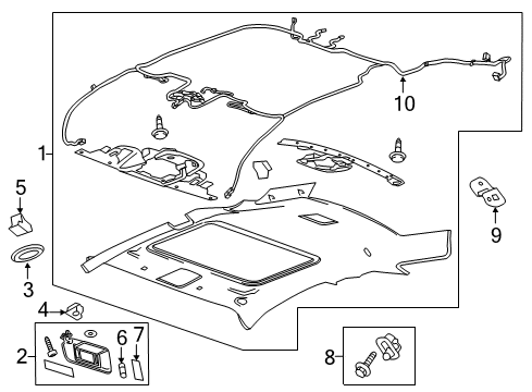 2014 Cadillac CTS Interior Trim - Roof Coat Hook Diagram for 22859412