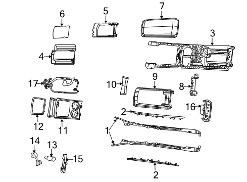 2010 Chrysler 300 Console Cup Holder Diagram for 68042739AA