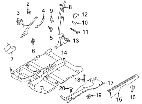 2013 Ford Transit Connect Interior Trim - Pillars, Rocker & Floor Rear Sill Plate Diagram for 3T1Z-1713228-AA