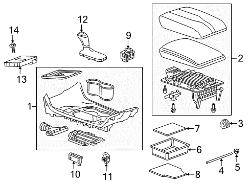 2020 Chevrolet Traverse Center Console Armrest Diagram for 84580719