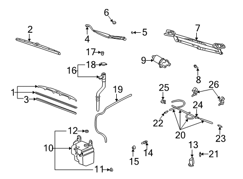 2006 Toyota Highlander Windshield - Wiper & Washer Components Insert Diagram for 85214-53041