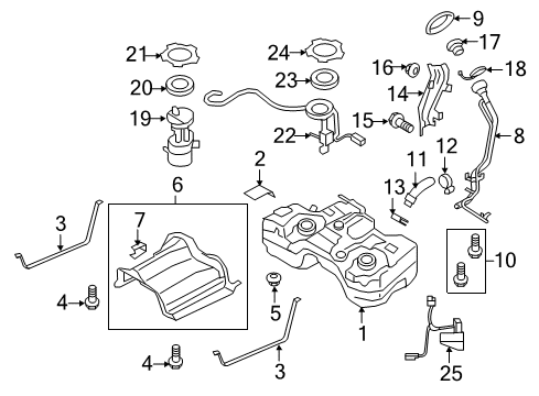 2009 Nissan Rogue Fuel System Components Bolt Diagram for 01121-N0031