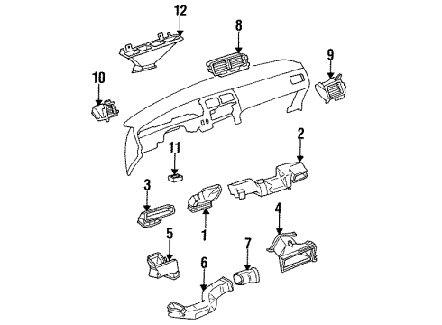 1994 Toyota T100 Air Distribution System Duct Diagram for 87211-89113