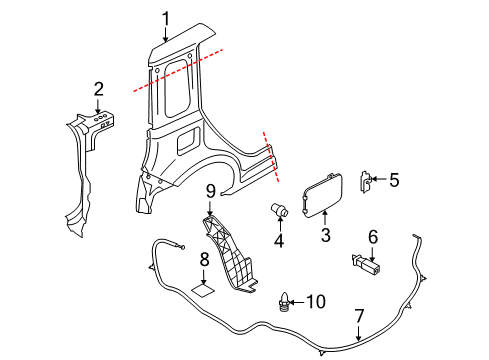 2010 Nissan Cube Fuel Door Fender Rear LH Diagram for GHA01-1A10A