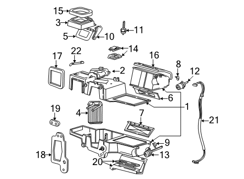 2007 Ford Ranger HVAC Case Cover Assembly Diagram for 1L5Z-18B299-AA