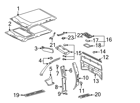 2002 Toyota Tacoma Interior Trim - Cab Cowl Trim Clip Diagram for 90467-10168