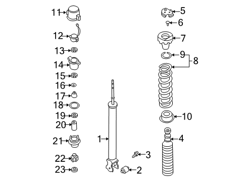 2002 Infiniti Q45 Shocks & Components - Rear Tube-Distance, Shock Absorber Mounting Diagram for 55323-2Y00B