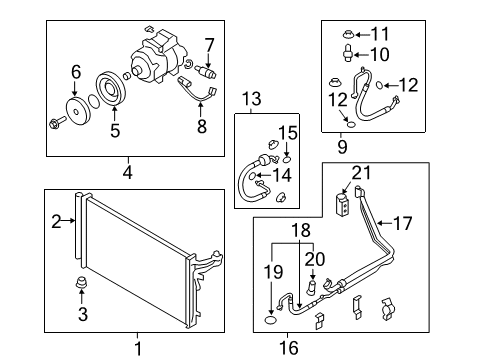 2013 Hyundai Equus A/C Condenser, Compressor & Lines Condenser Assembly-Cooler Diagram for 97606-3N201