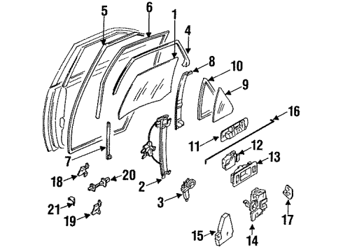 1995 Infiniti G20 Rear Door - Glass & Hardware Trunk Lock Actuator Motor Diagram for 82553-79907