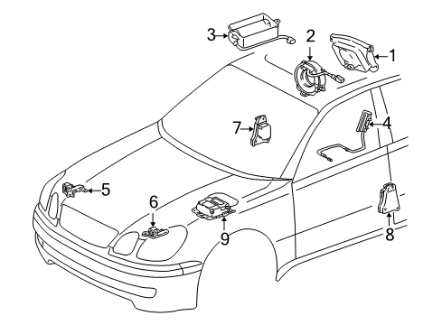 2004 Lexus GS300 Air Bag Components Sensor Assembly, Air Bag Diagram for 89170-30340