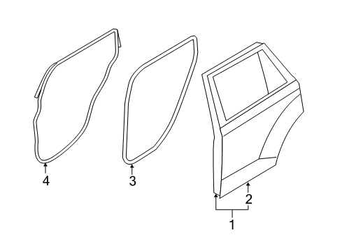 2012 Ford Edge Rear Door Door Shell Diagram for BT4Z-7824630-A