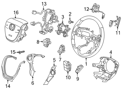 2016 Honda Pilot Steering Column & Wheel, Steering Gear & Linkage Guide, Cord Diagram for 78525-TG7-A01
