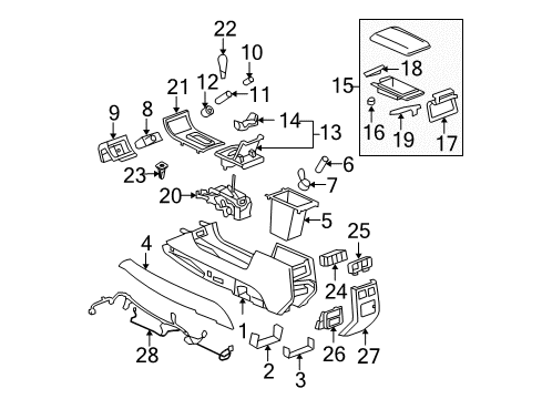 2009 Cadillac DTS Console Shift Knob Diagram for 15287603