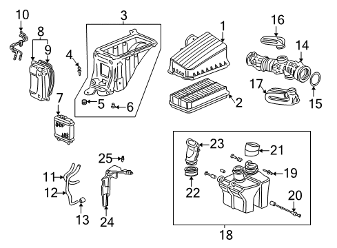 2000 Honda Odyssey Filters Cover, Air Cleaner Diagram for 17211-P8F-A01