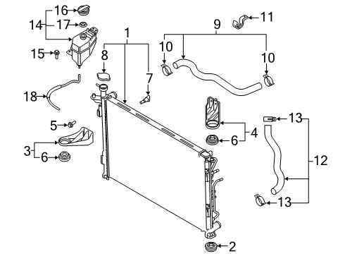 2021 Hyundai Palisade Radiator & Components Bracket Assembly-Radiator Diagram for 25333C5800