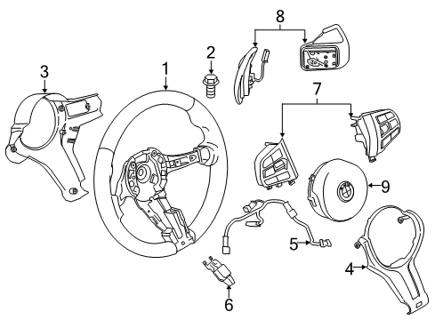 2020 BMW M4 Steering Column & Wheel, Steering Gear & Linkage Steering Wheel Leather Diagram for 32307847606