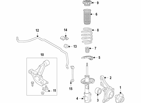 2018 Chevrolet Trax Suspension Components, Lower Control Arm, Stabilizer Bar Front Suspension Strut Assembly Diagram for 95440469