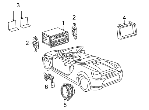 2004 Toyota MR2 Spyder Sound System Trim Plate Diagram for 55423-17040-C0