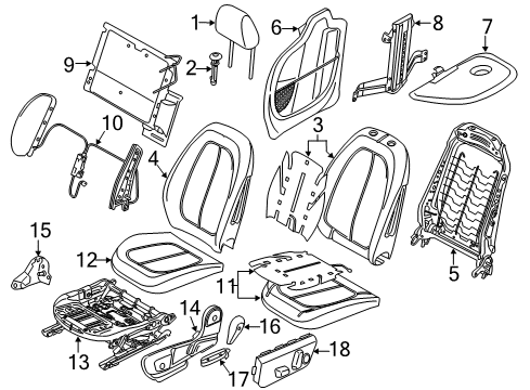 2020 BMW X1 Driver Seat Components BASIC SEAT UPHOLSTERY Diagram for 52107430792