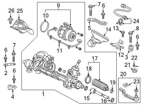 2020 Honda Clarity Steering Column & Wheel, Steering Gear & Linkage Stiff, FR. Diagram for 53450-TRV-A00