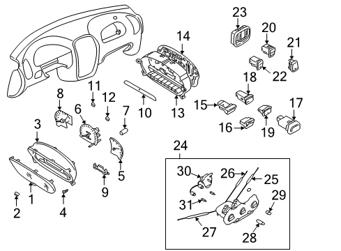 2001 Hyundai Accent Switches & Sensors Switch Assembly-Triple Diagram for 97752-1C100