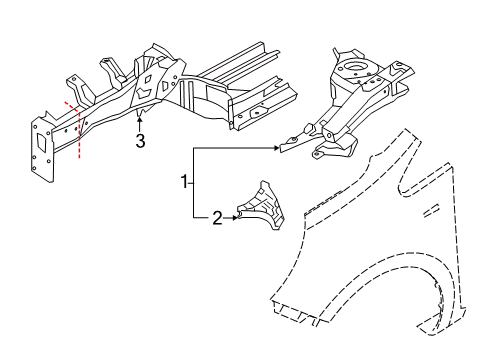 2013 Kia Rio Structural Components & Rails Panel Assembly-Fender Apron Diagram for 645201W010