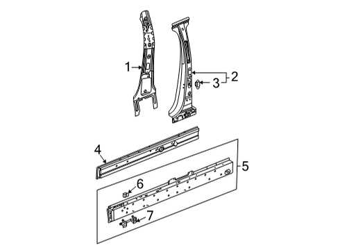 2022 Cadillac CT5 Center Pillar & Rocker Center Pillar Reinforcement Diagram for 84572665