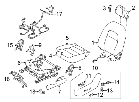 2019 Nissan Altima Power Seats Bracket-Cushion Frame, Front Seat Diagram for 87302-6CA0A