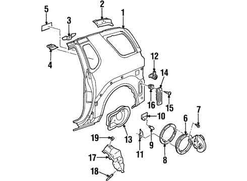 1999 Isuzu VehiCROSS Quarter Panel & Components Clip, Liner (Inner) Diagram for 8-97805-240-0