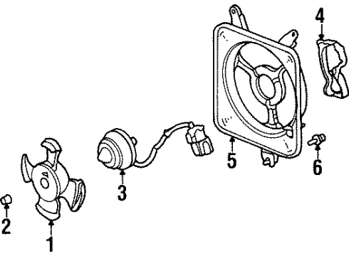 1999 Honda Prelude A/C Condenser Fan Shroud, Air Conditioner Diagram for 38615-P5M-000