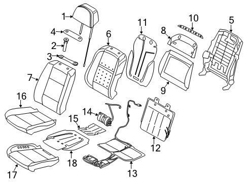 2018 BMW X5 Front Seat Components Padded Section, Comfort Seat A/C, Right Diagram for 52107386380