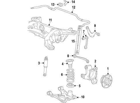 2010 Cadillac SRX Rear Suspension, Lower Control Arm, Upper Control Arm, Ride Control, Stabilizer Bar, Suspension Components Lower Spring Insulator Diagram for 20904442
