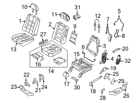 2011 Ford Flex Front Seat Components Seat Back Pad Diagram for 8A8Z-7464810-B