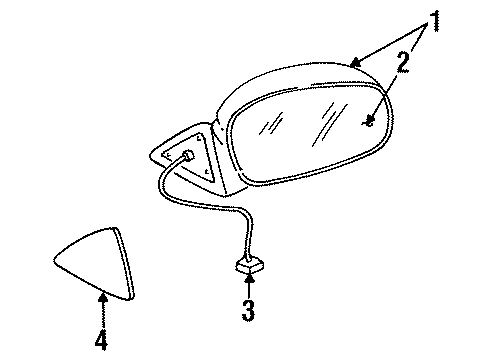 1997 Kia Sportage Outside Mirrors Outside Rear View Mirror Assembly, Left Diagram for 0K01969180FXX