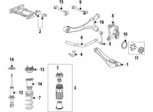 2022 GMC Yukon XL Rear Suspension Components, Lower Control Arm, Ride Control, Stabilizer Bar Coil Spring Diagram for 84660649