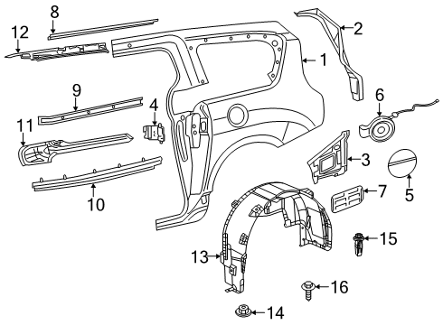 2018 Chrysler Pacifica Side Panel & Components EXHAUSTER-BODYSIDE Aperture Diagram for 68170766AB