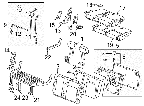 2003 Honda Pilot Rear Seat Components Clip, Rear Seat (Lower) Diagram for 90670-S3V-A12