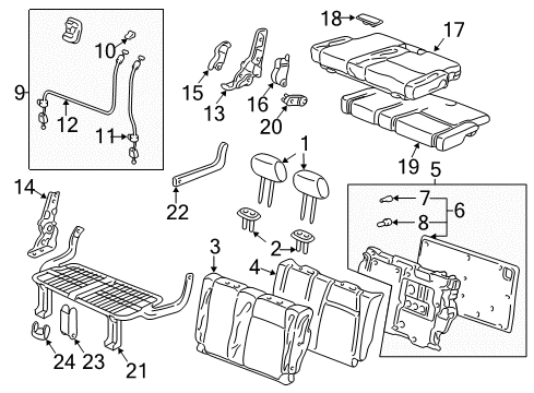 2003 Honda Pilot Rear Seat Components Clip, RR. Seat (Lower) Diagram for 90670-S3V-A12