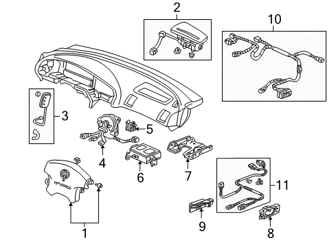 2001 Acura CL Air Bag Components Airbag Assembly, Driver (Medium Taupe) Diagram for 06770-SY8-A90ZB