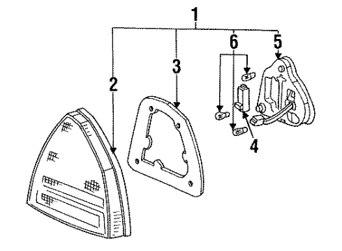 1996 Honda Prelude Tail Lamps Cover & Connector, L. Diagram for 33552-SS0-A03