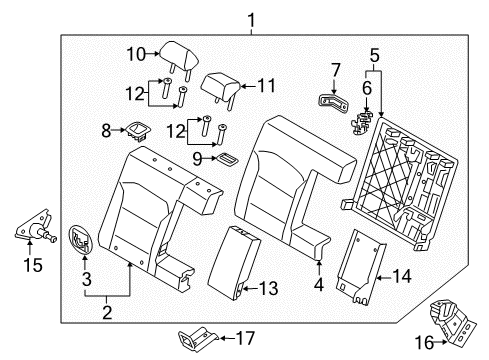 2019 Hyundai Ioniq Rear Seat Components Frame & Lock Assembly-Rear Seat Back Diagram for 89410-G2300-T9Y