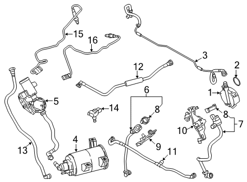 2018 BMW M550i xDrive Emission Components Fuel Tank Ventilation Valve With Pipe Diagram for 13908601846