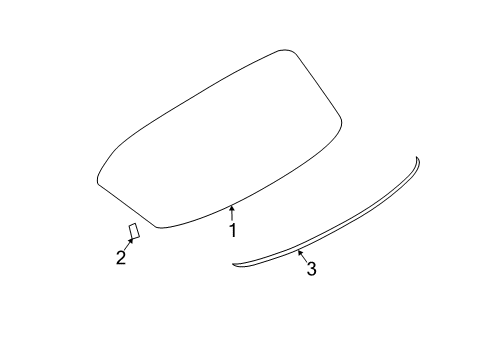 2016 Nissan Juke Lift Gate - Glass & Hardware Glass Back Door Window Diagram for 90300-1KL0A