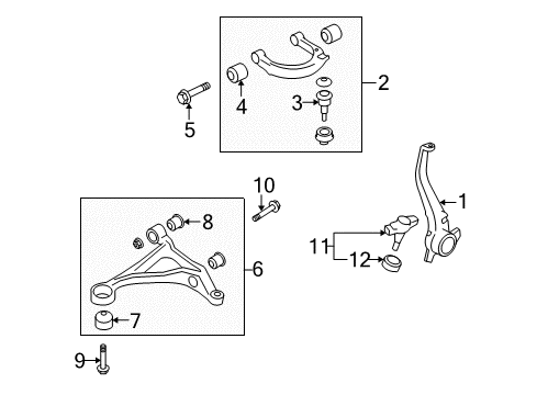 2007 Hyundai Azera Front Suspension Components, Lower Control Arm, Upper Control Arm, Stabilizer Bar Bolt-FLANGE Diagram for 54460-3K000