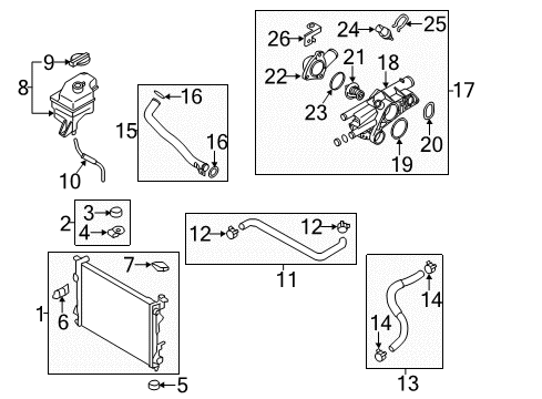 2012 Hyundai Sonata Radiator & Components Radiator Assembly Diagram for 25310-3Q000