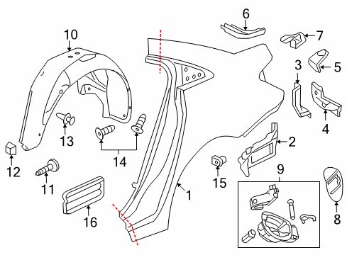 2015 Chevrolet Cruze Quarter Panel & Components Fuel Pocket Diagram for 95073208