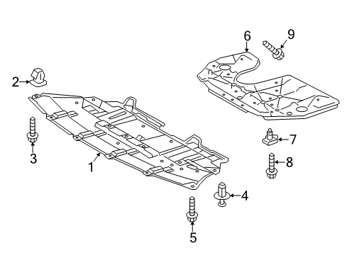 2014 Toyota Highlander Splash Shields Front Shield Diagram for 51441-0E091