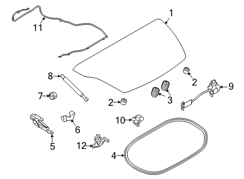 2017 Nissan 370Z Trunk Bracket Assembly-Trunk Opener Diagram for 84460-1ET0A