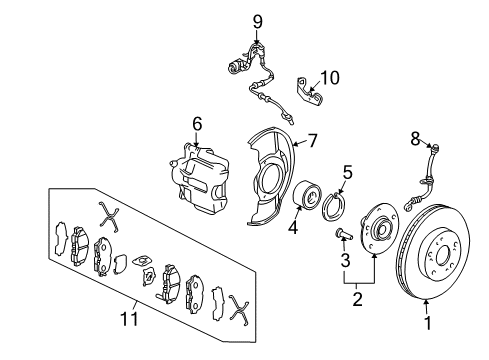2003 Honda Element Front Brakes Caliper Sub-Assembly, Right Front Diagram for 45018-SCV-A04