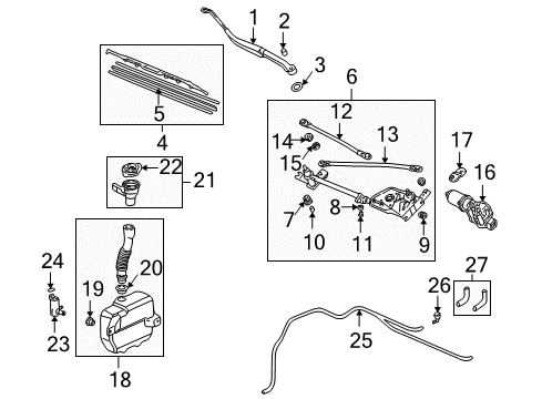 2001 Acura CL Wiper & Washer Components Link, Front Wiper (Lh) Diagram for 76530-S0K-A01